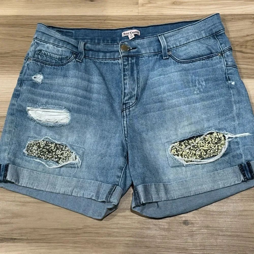 Juicy Couture Shiny Distressed Shorts Women’s 10